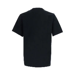 Black Crew Neck T-Shirt with EKD Embroidery on the Front in Cotton for Men