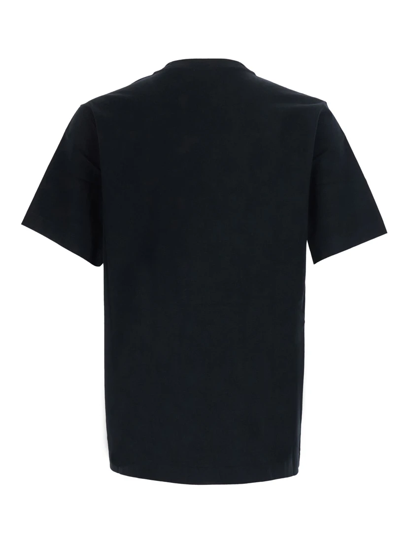 Black Crew Neck T-Shirt with EKD Embroidery on the Front in Cotton for Men