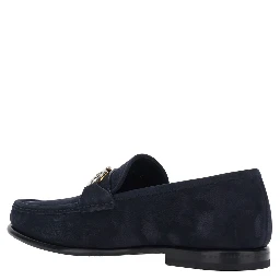 Avril blue Loafers with Gancini plaque on the front in leather for men