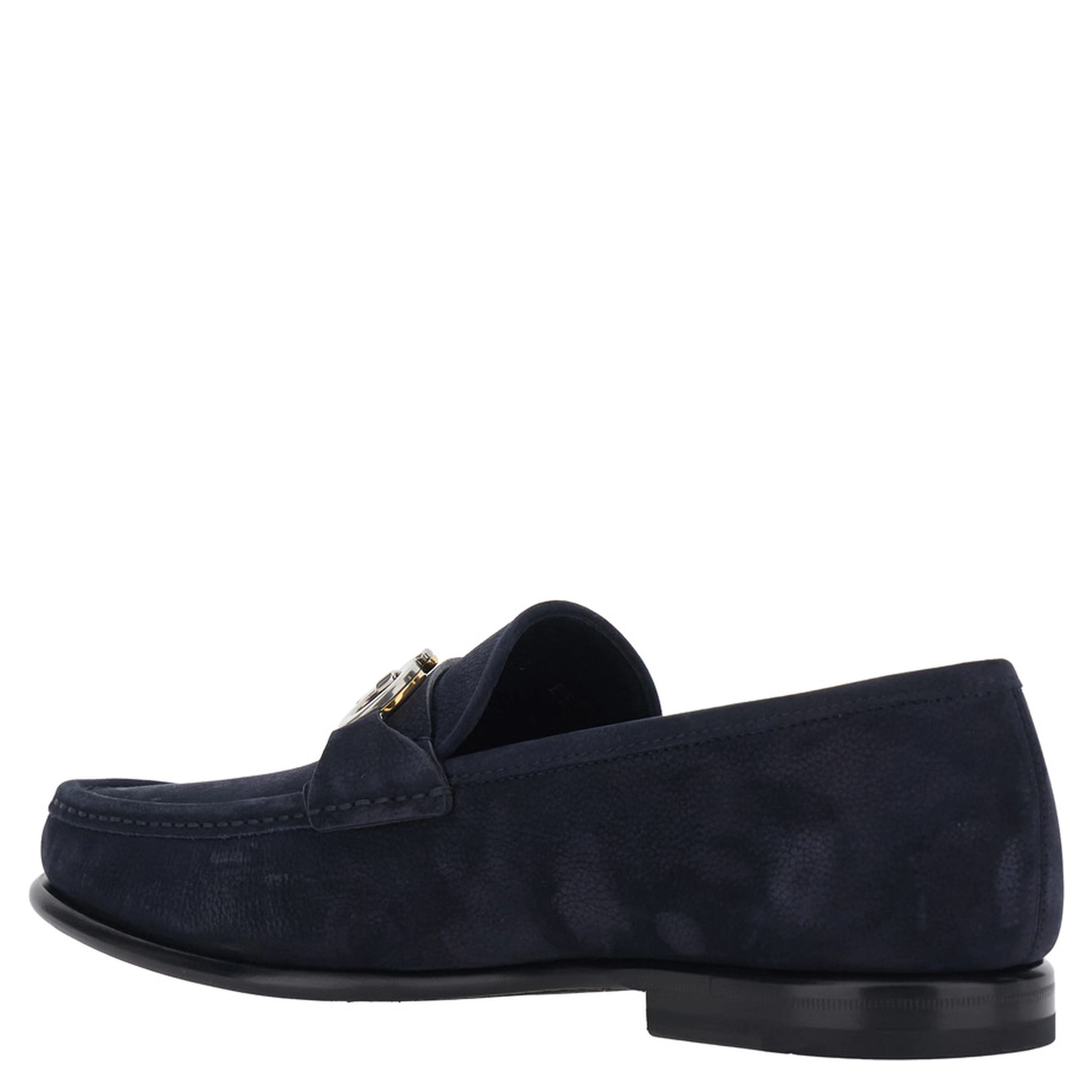 Avril blue Loafers with Gancini plaque on the front in leather for men