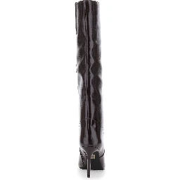 Arsen Brown high-heel boots with elasticated side details in leather for women