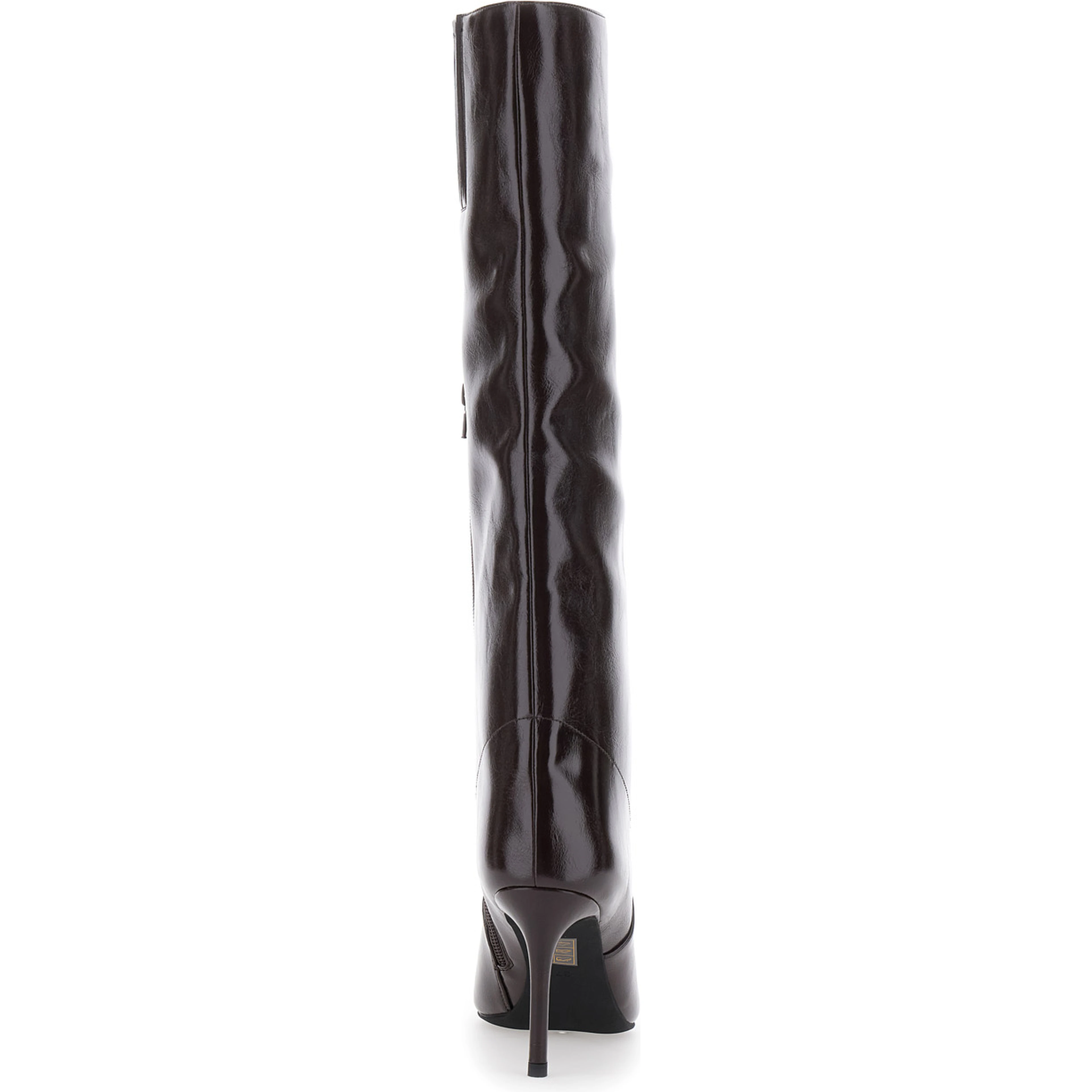 Arsen Brown high-heel boots with elasticated side details in leather for women