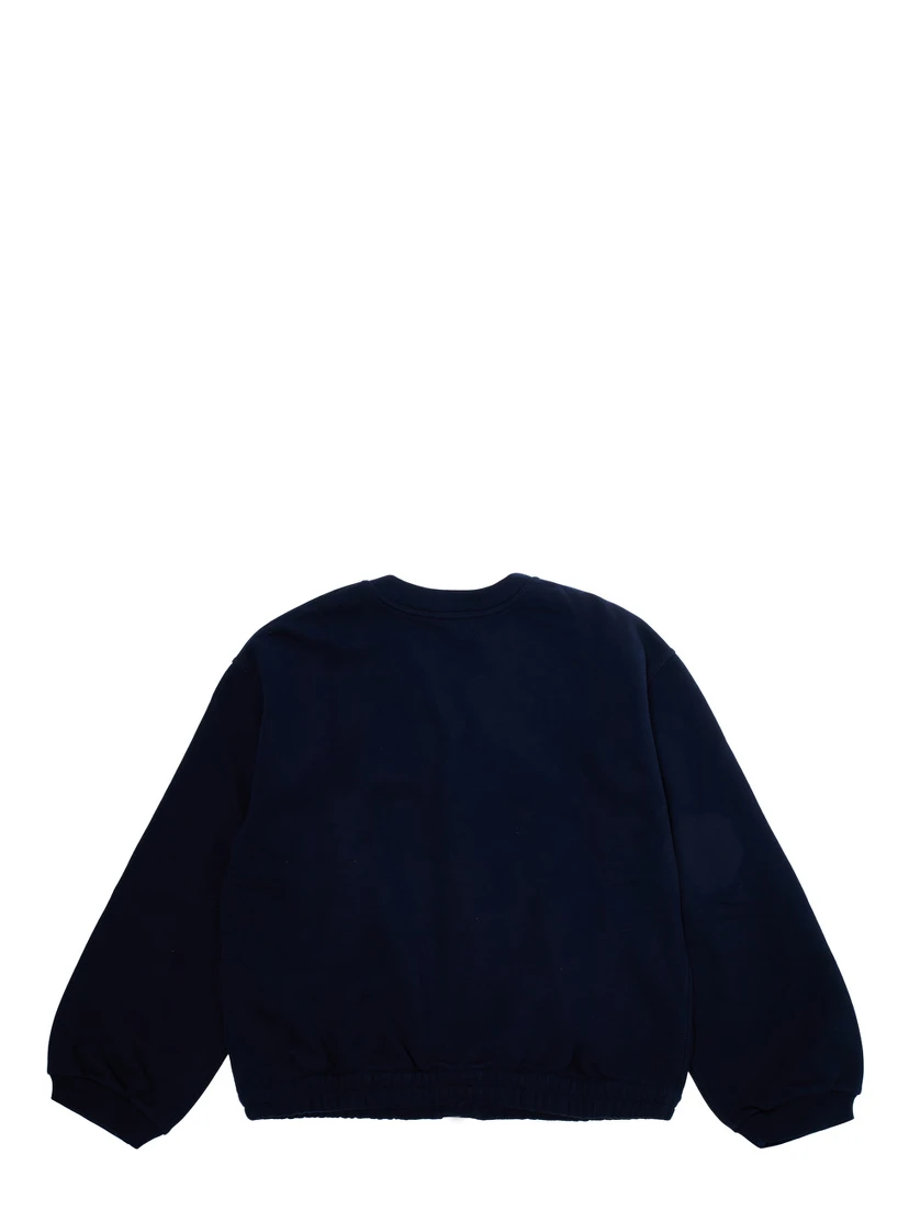 Blue Crewneck cardigan with Web patch on the front in cotton Boy
