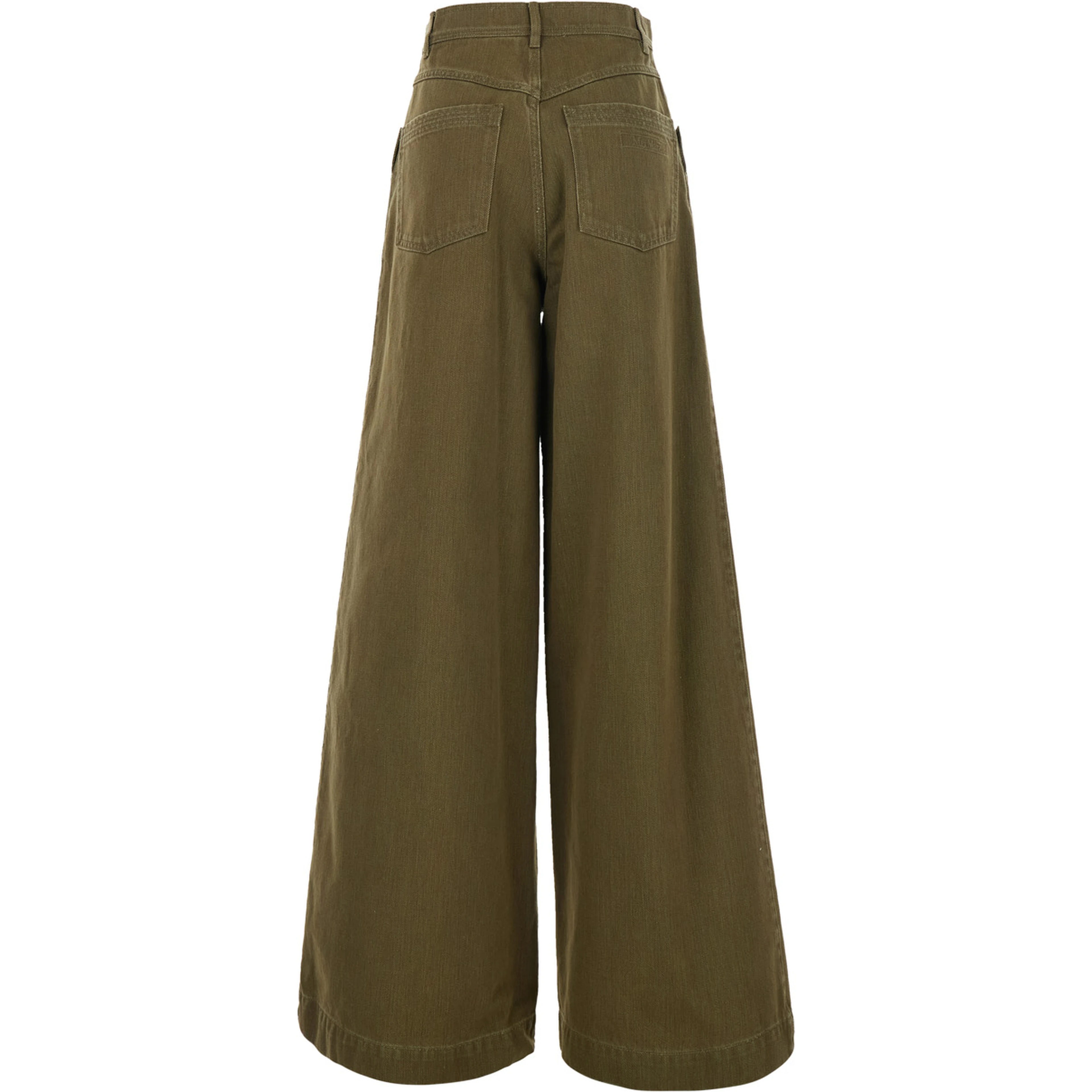 Alaro Green Jeans with Patch Pockets on the Back and Wide Leg in Denim for Women