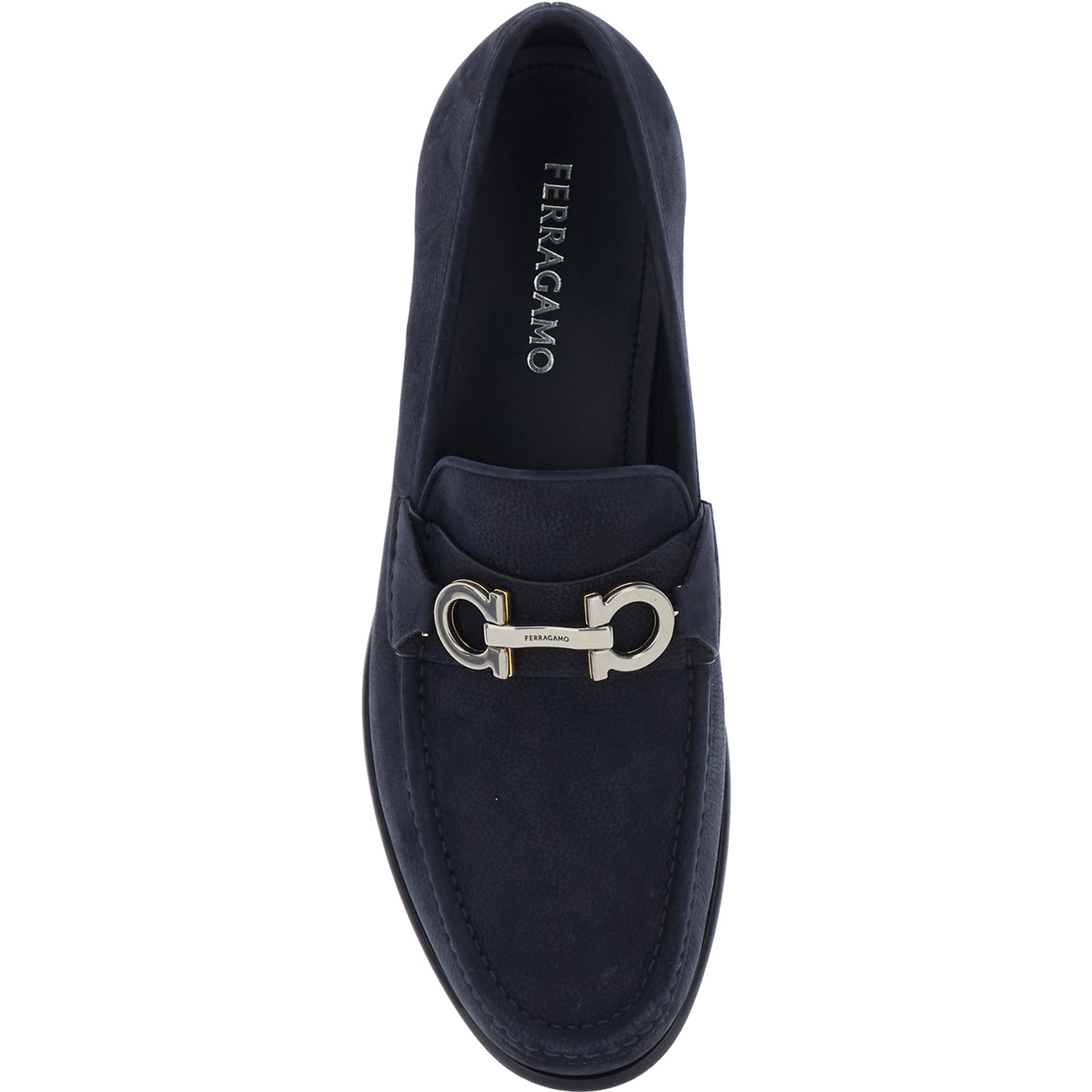 Avril blue Loafers with Gancini plaque on the front in leather for men