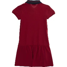 red Dress with Web detail and flared skirt in cotton for Girl
