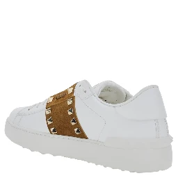 Rockstud Untitled White Sneaker with Rockstud Decoration and Logo Embossed on the Tongue in Leather and Suede for Women