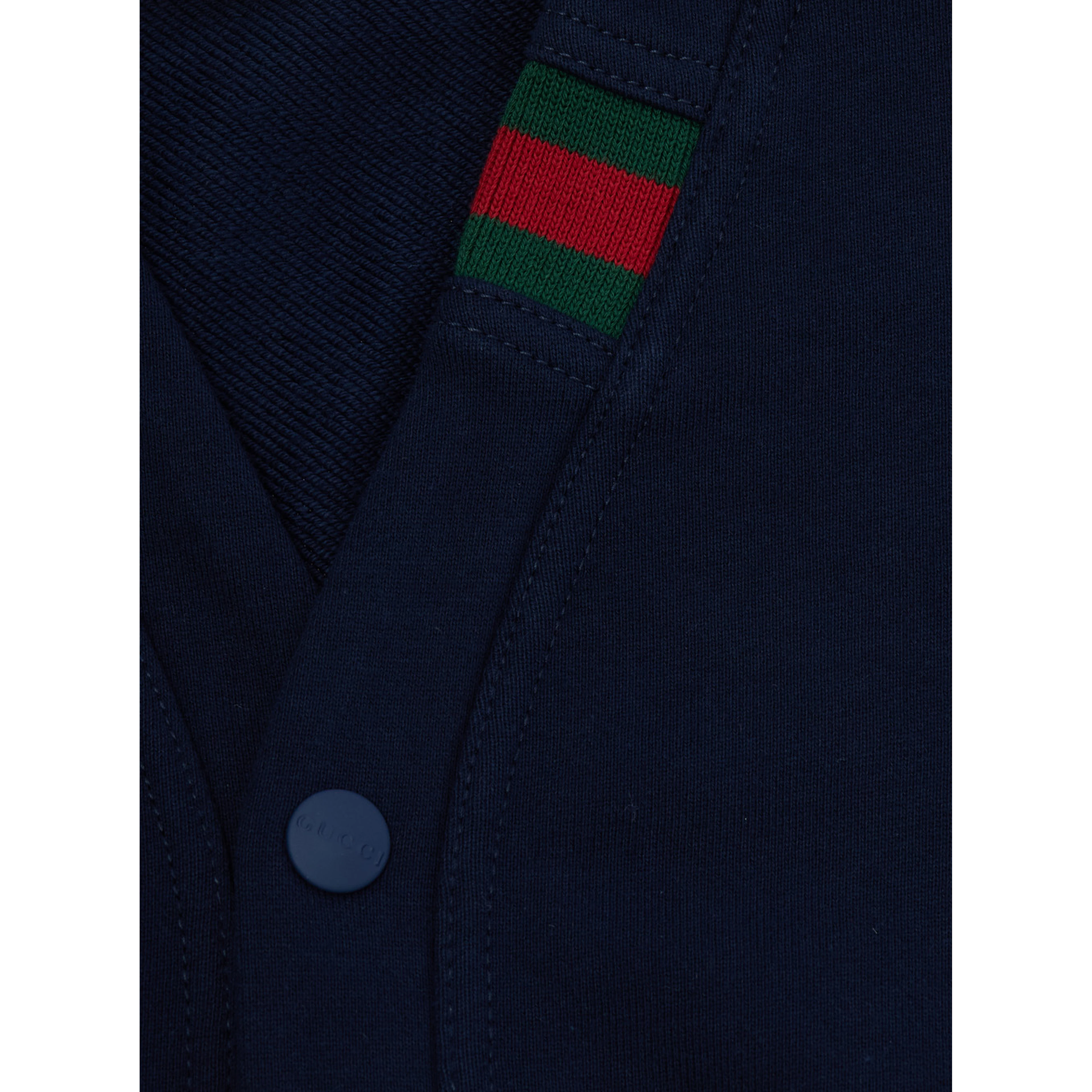 Blue Crewneck cardigan with Web patch on the front in cotton Boy