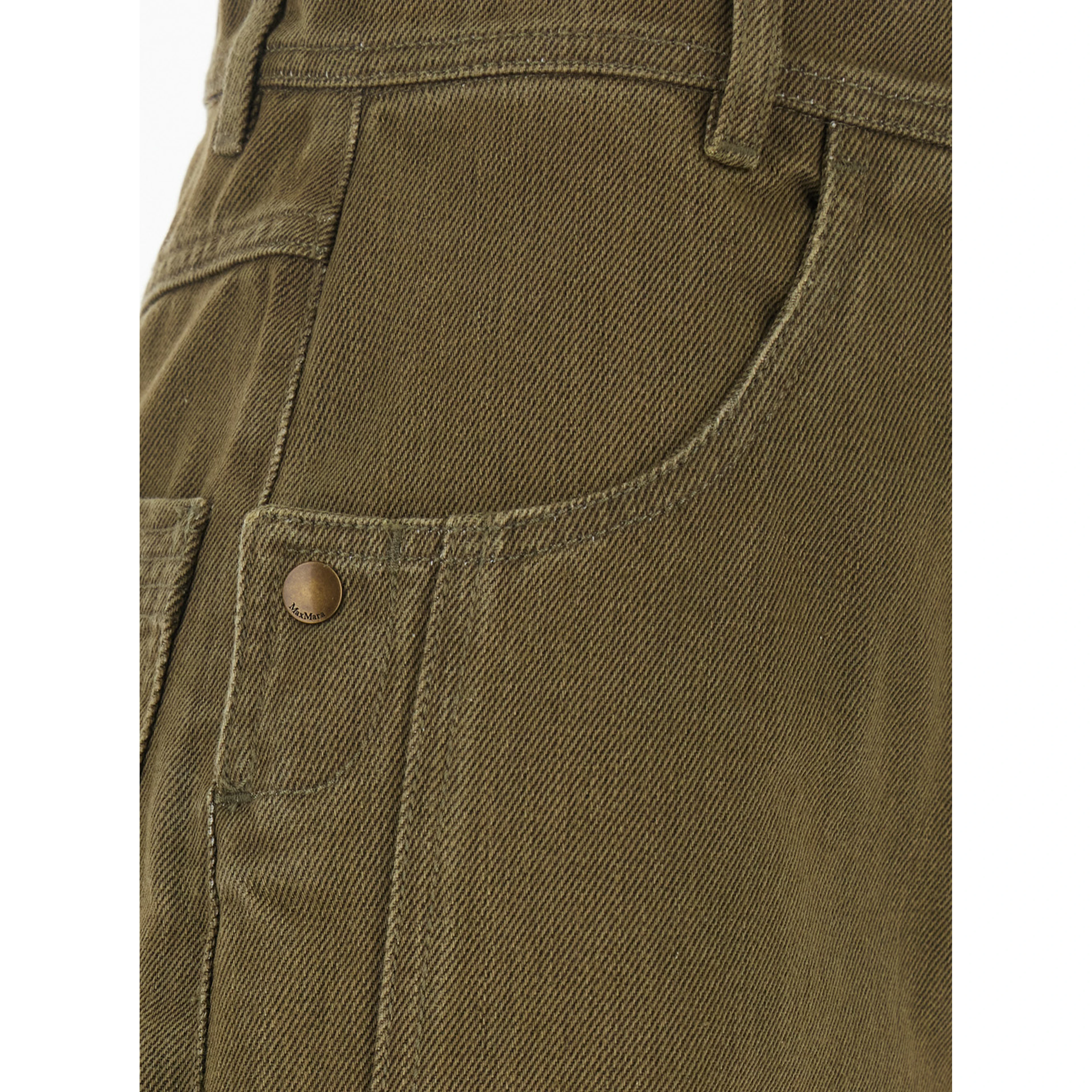 Alaro Green Jeans with Patch Pockets on the Back and Wide Leg in Denim for Women