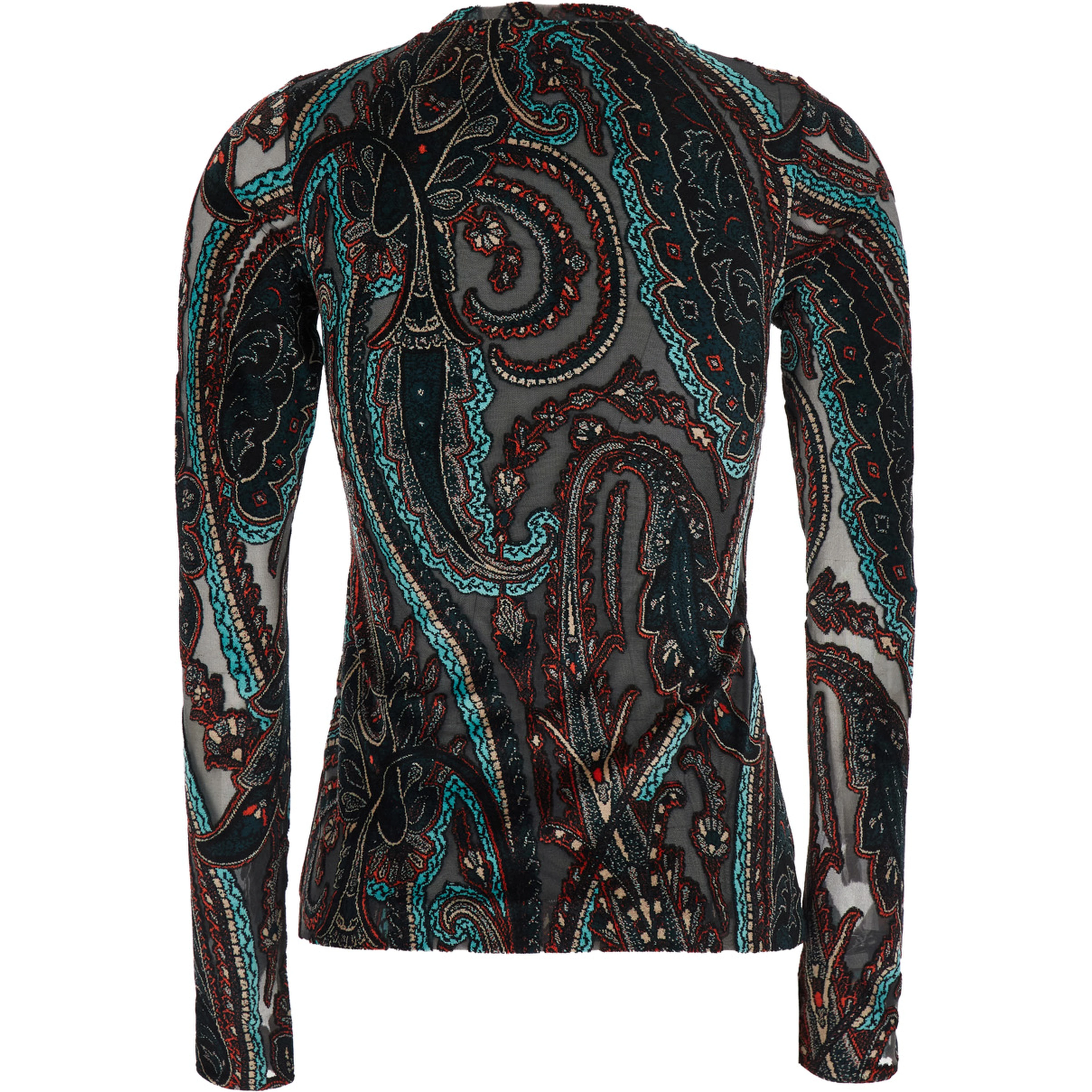 DEVORè TOP multicolor with long sleeves and round neckline in natural fabric for women
