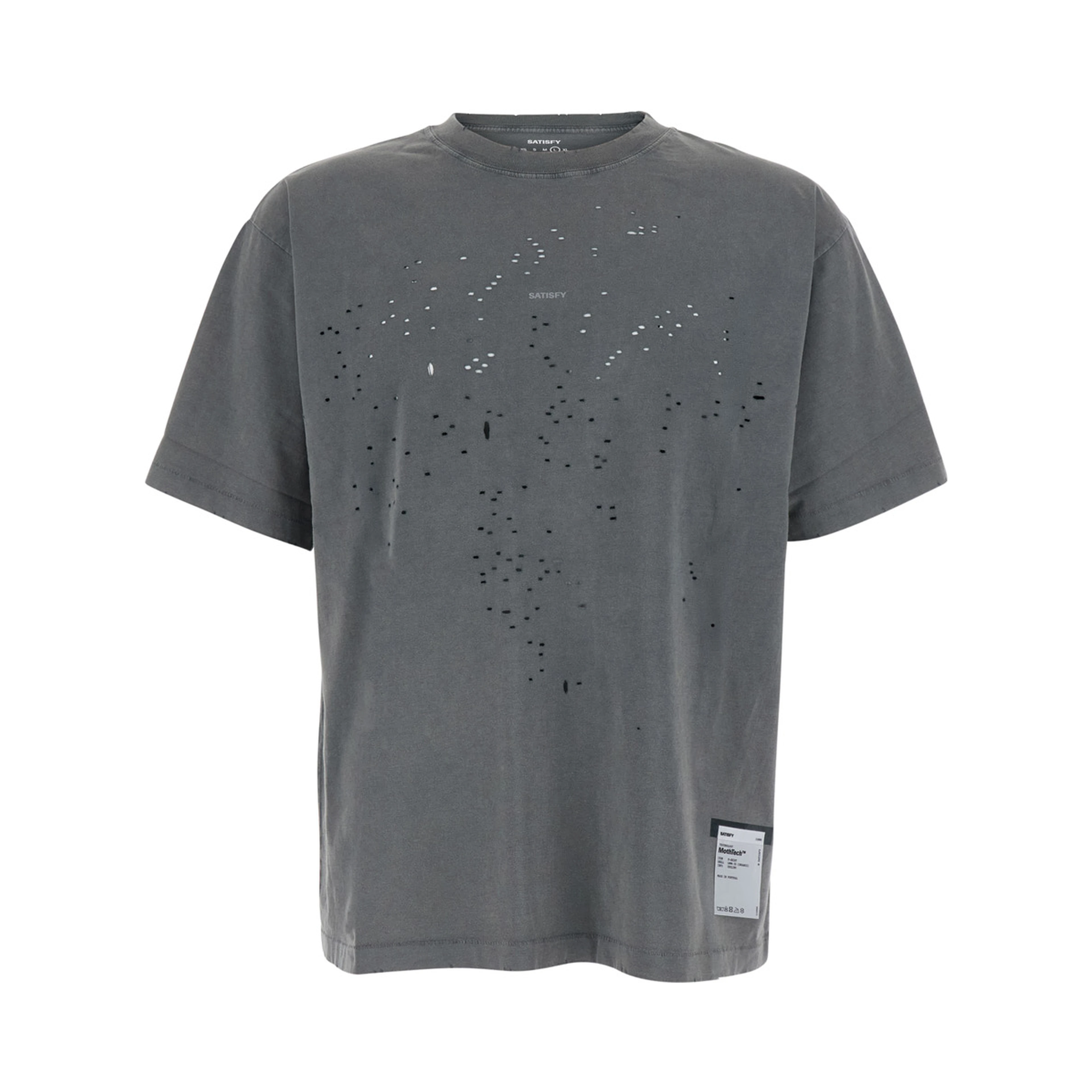 Gray T-Shirt with Round Neck and Logo on the Front for Men