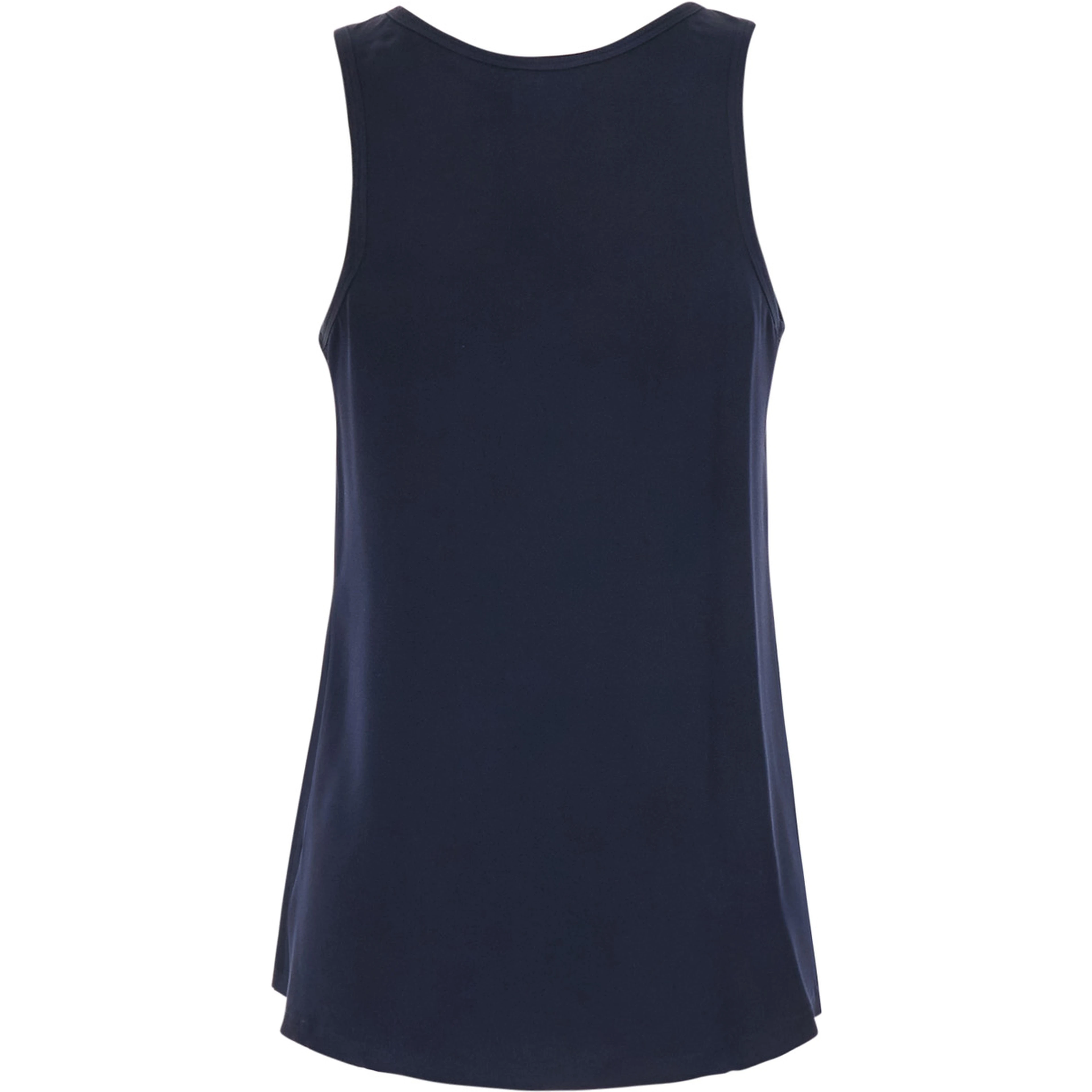 Pavido Blue Sleeveless Top with Round Neck and Tone-on-Tone Logo Embroidery on the Front in Silk for Women