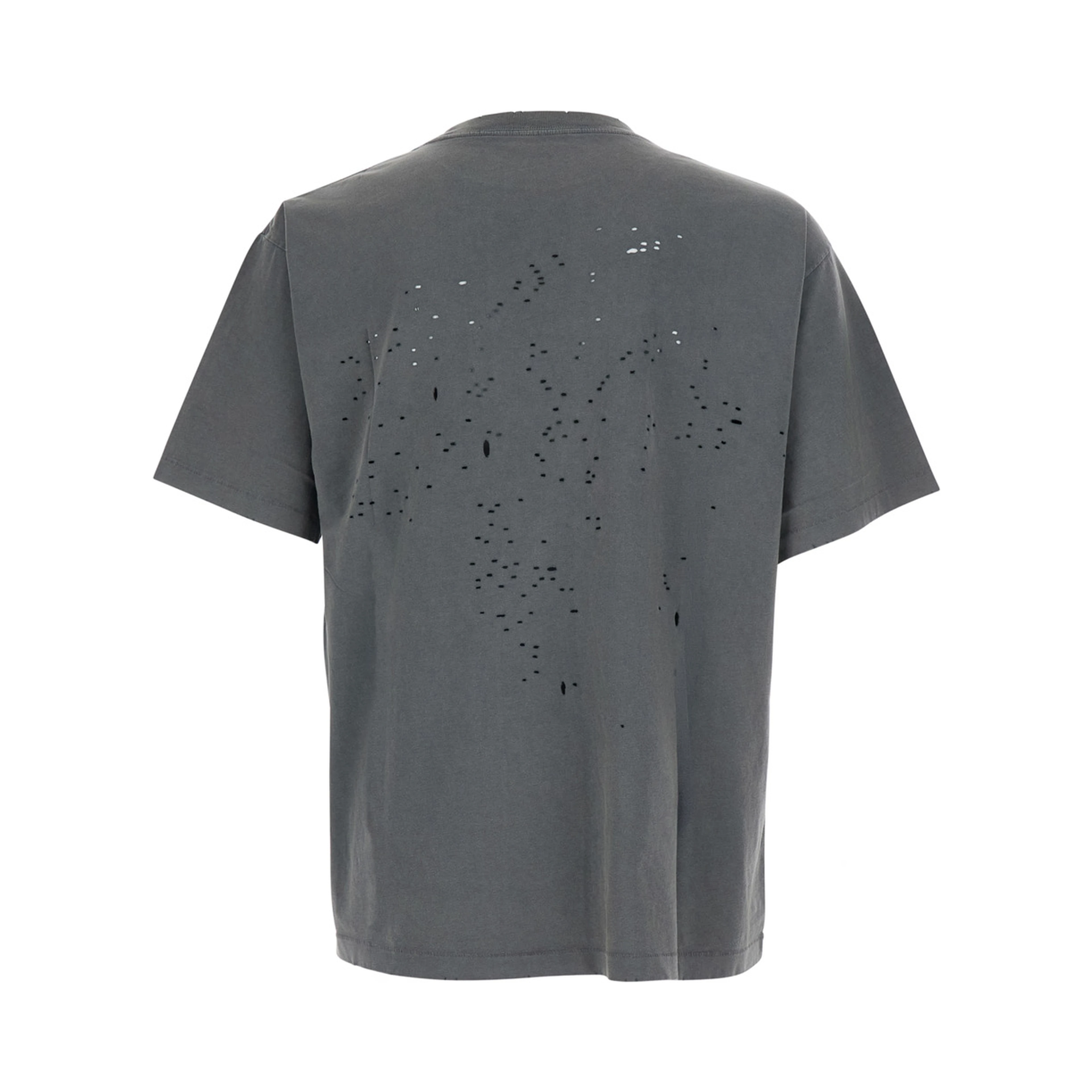 Gray T-Shirt with Round Neck and Logo on the Front for Men