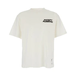 White Cotton Womens T-Shirt with Front Logo