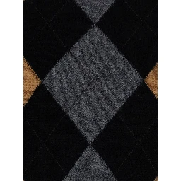 Black Sweater with Round Neck and Argyle Motif on the Front in Wool for Women