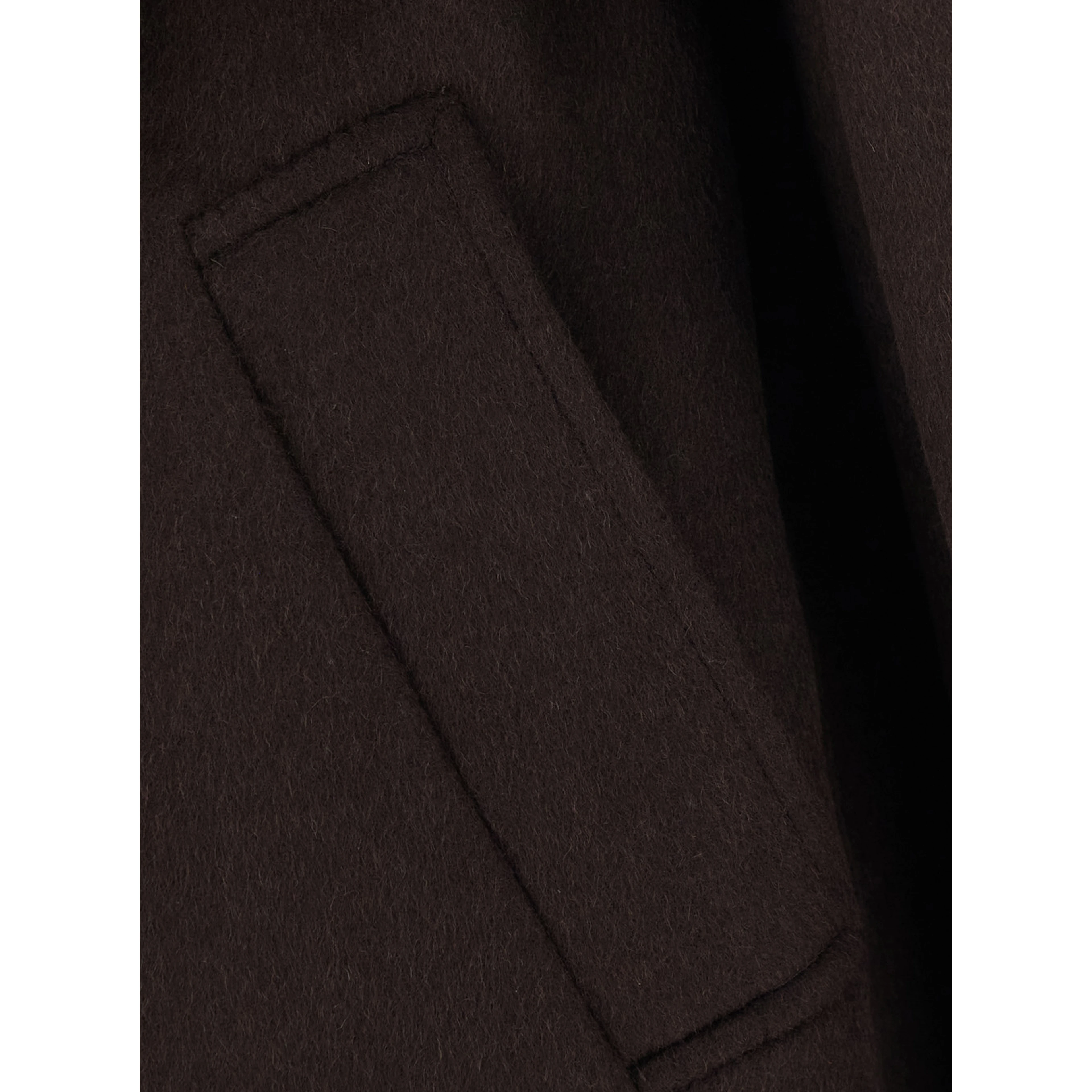 Kam Brown coat with classic collar and front belt in fabric for women