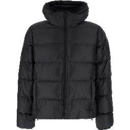 black Down jacket with Front Zip and Side Pockets in Tech Fabric Men