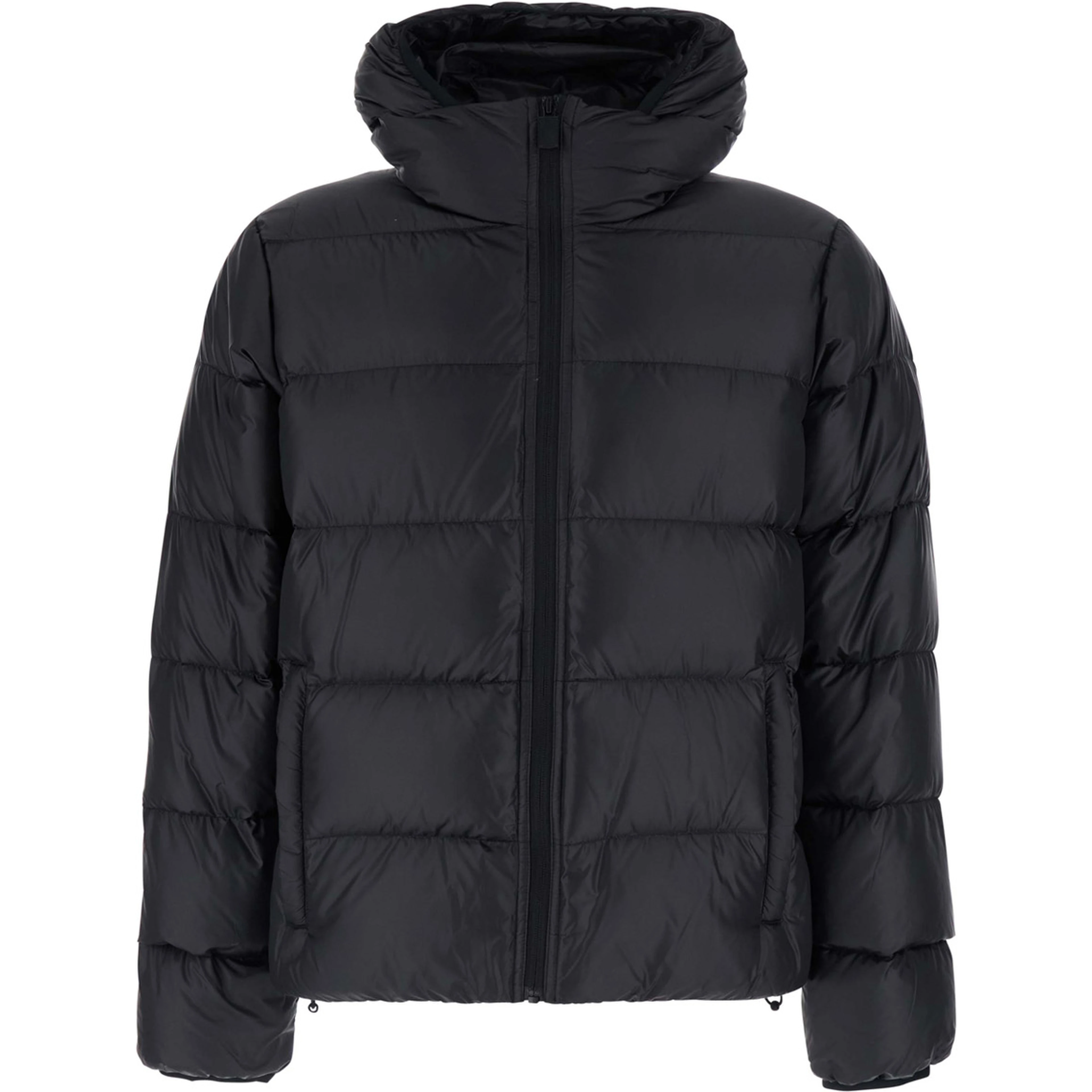 black Down jacket with Front Zip and Side Pockets in Tech Fabric Men