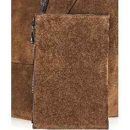 Duo Brown  tote bag with Panelled Design and Two Top Handles in Suede for Women