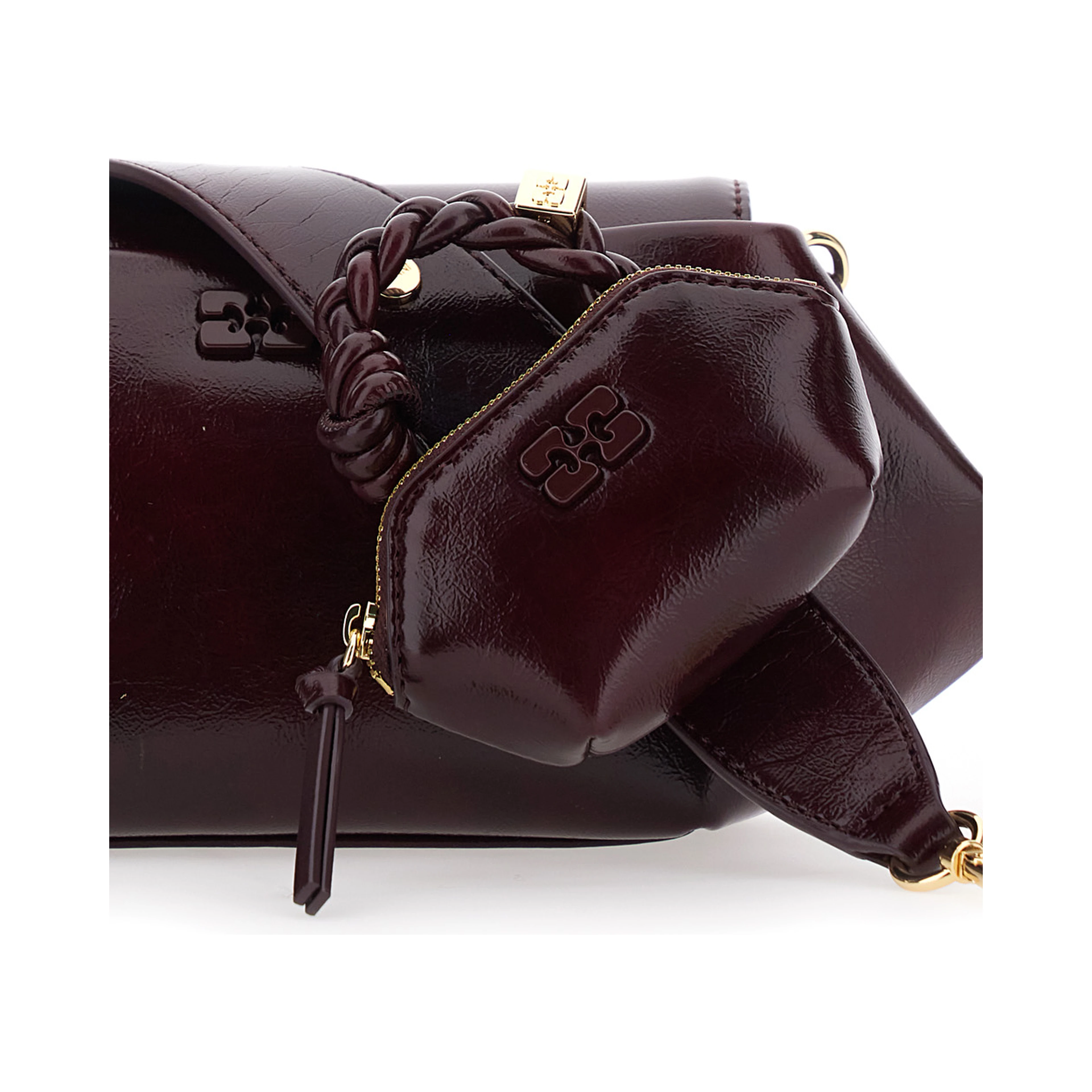 Shoulder Bag with Magnetic Closure in Bordeaux Leather for Women