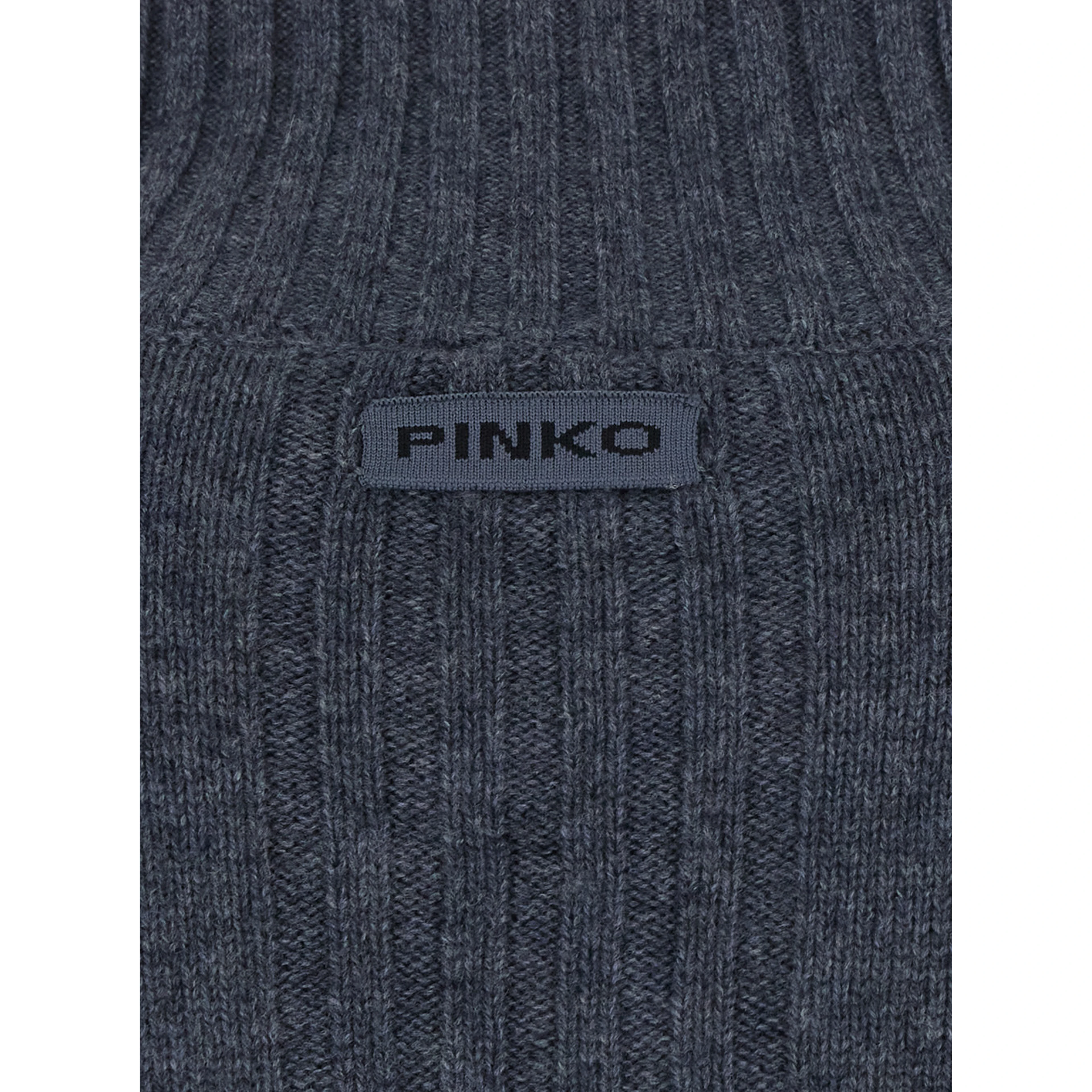 Grey Sweater with High Neck and Logo Patch on the Back in Wool and Cashmere for Women