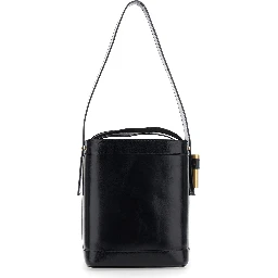 Bucket bag with red leather handle
