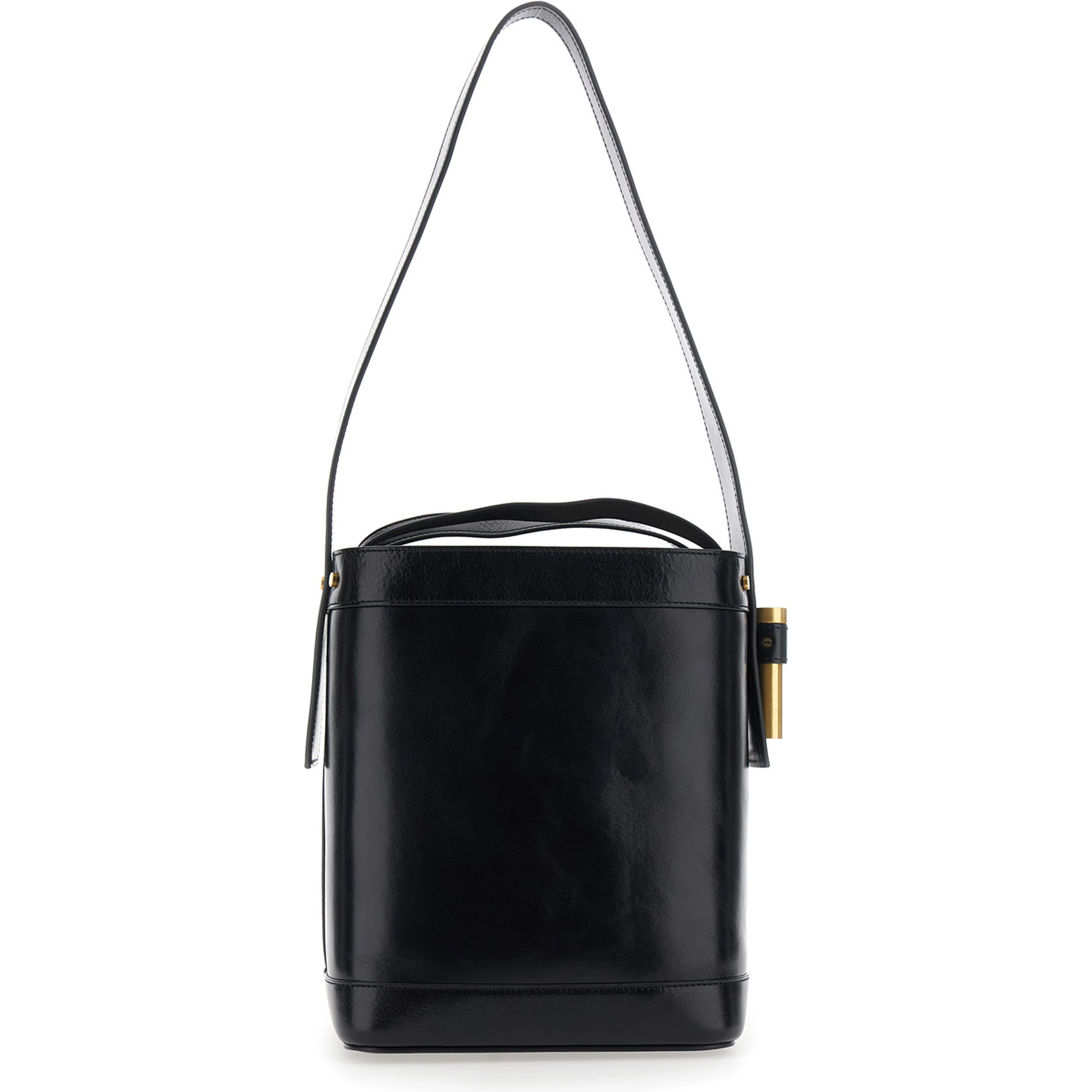 Bucket bag with red leather handle