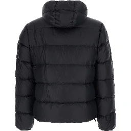 black Down jacket with Front Zip and Side Pockets in Tech Fabric Men
