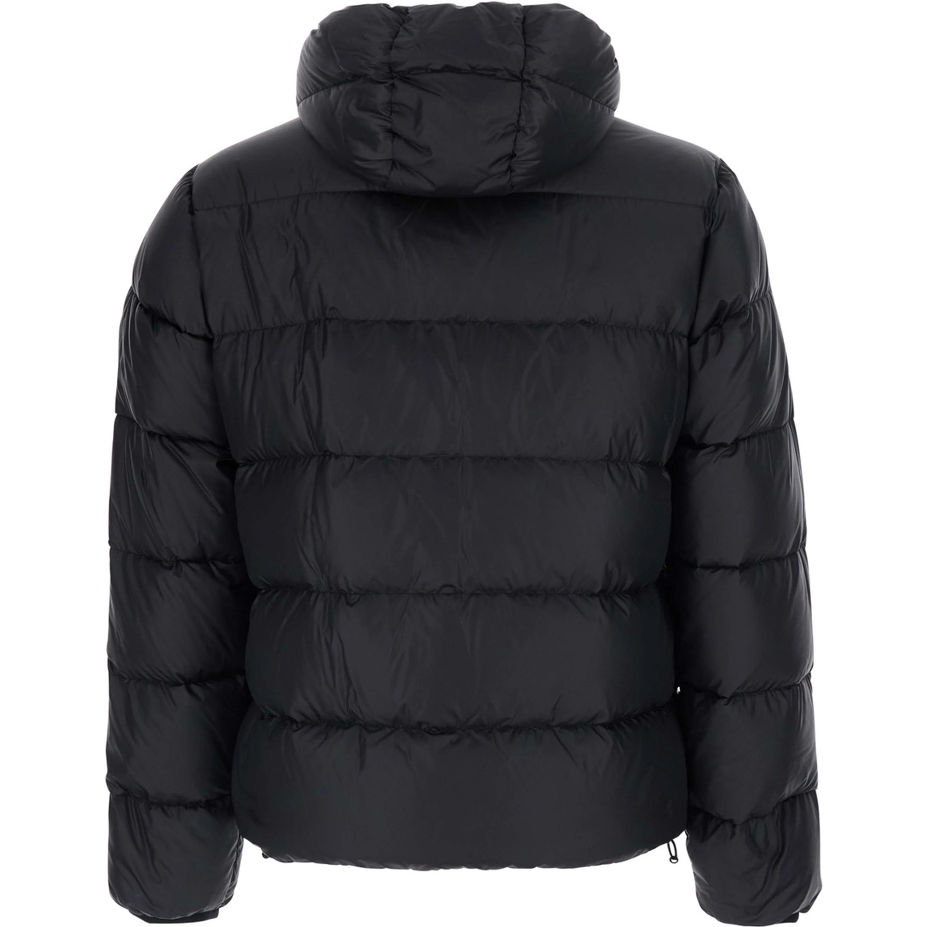 black Down jacket with Front Zip and Side Pockets in Tech Fabric Men