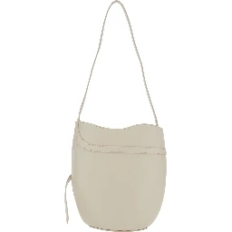 White Shoulder Bag with Adjustable Strap in Leather for Women