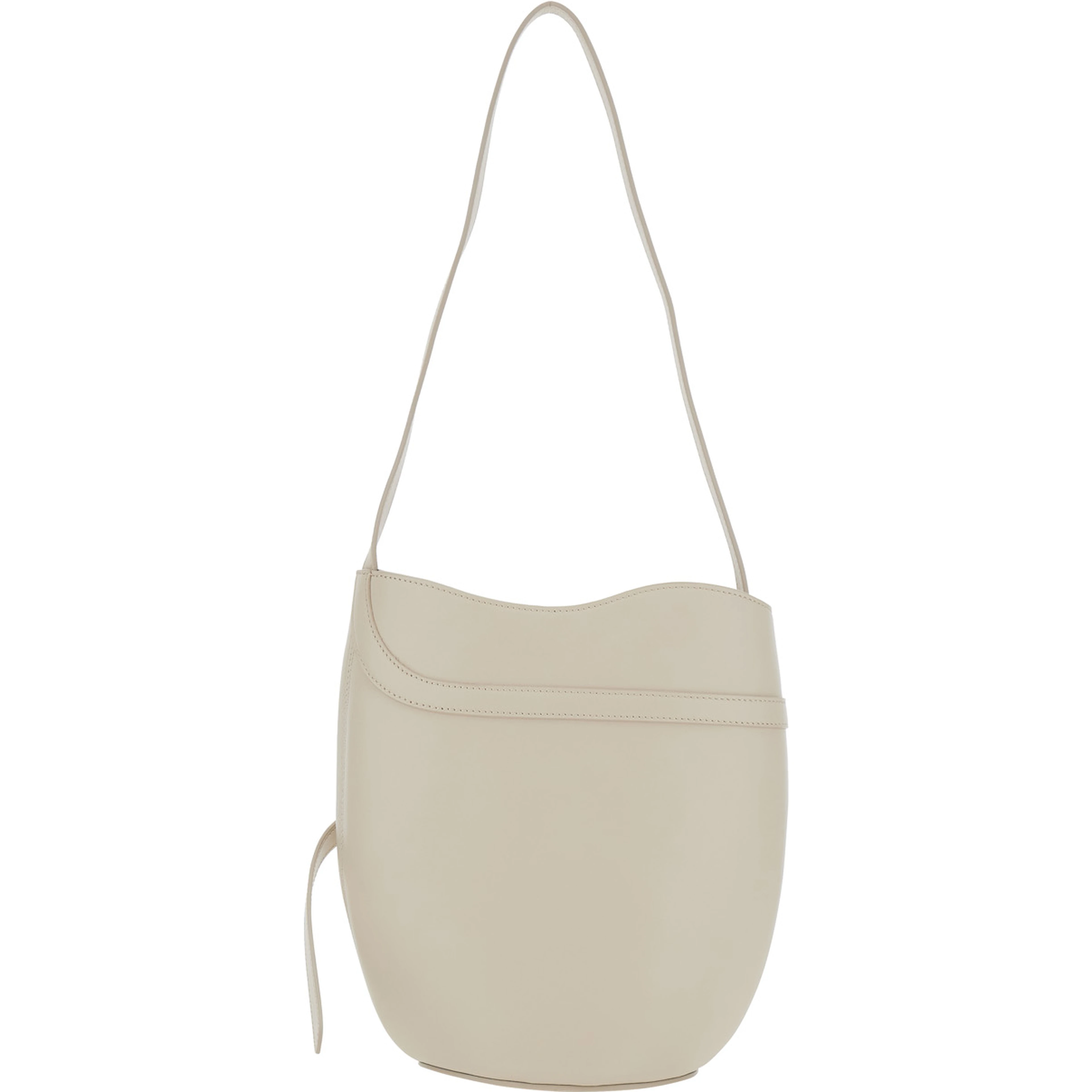 White Shoulder Bag with Adjustable Strap in Leather for Women