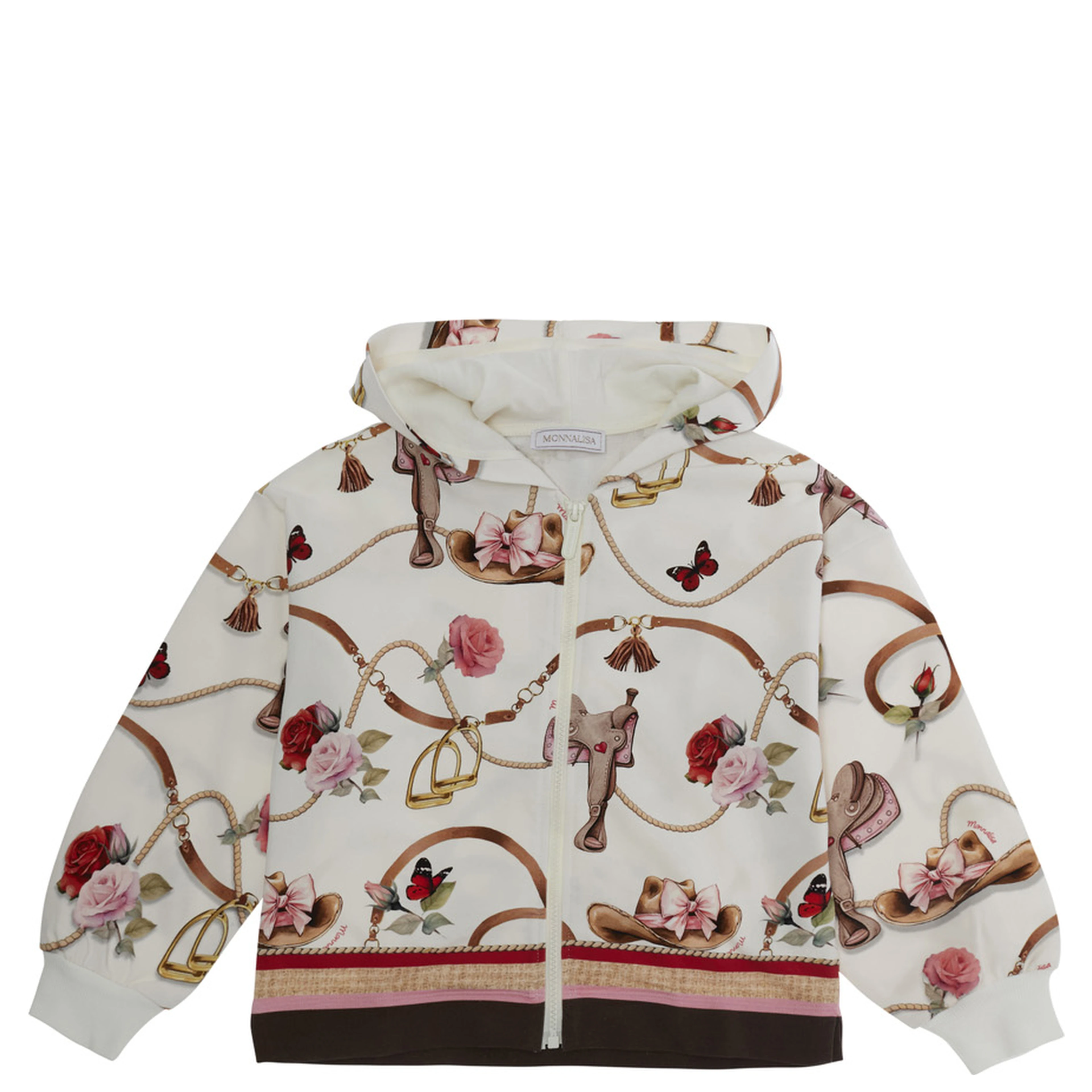 Multicolor Hooded Sweatshirt with Fixed Hood and All-Over Print in Cotton Girl