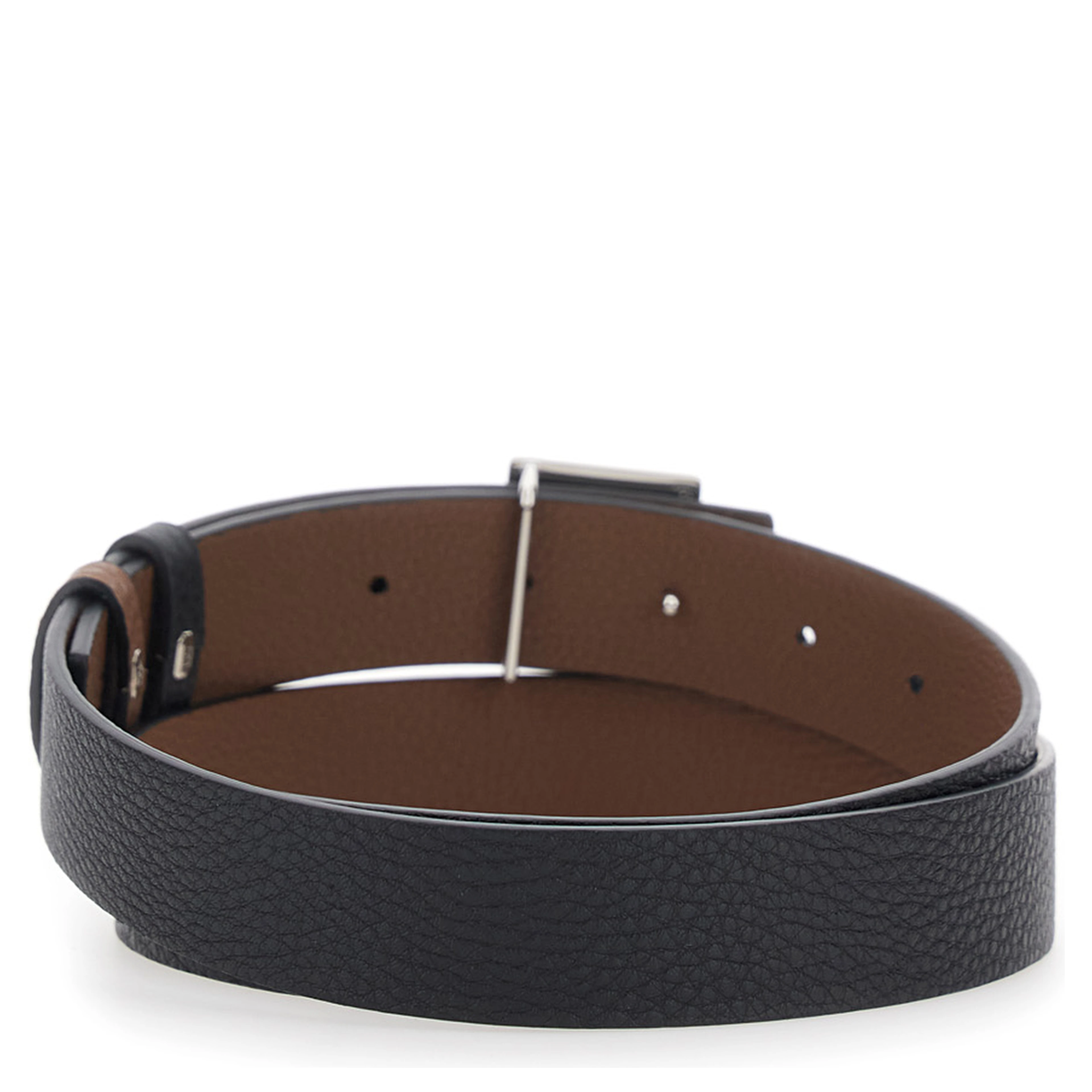 Black Reversible Belt with FF plate in Leather for Men