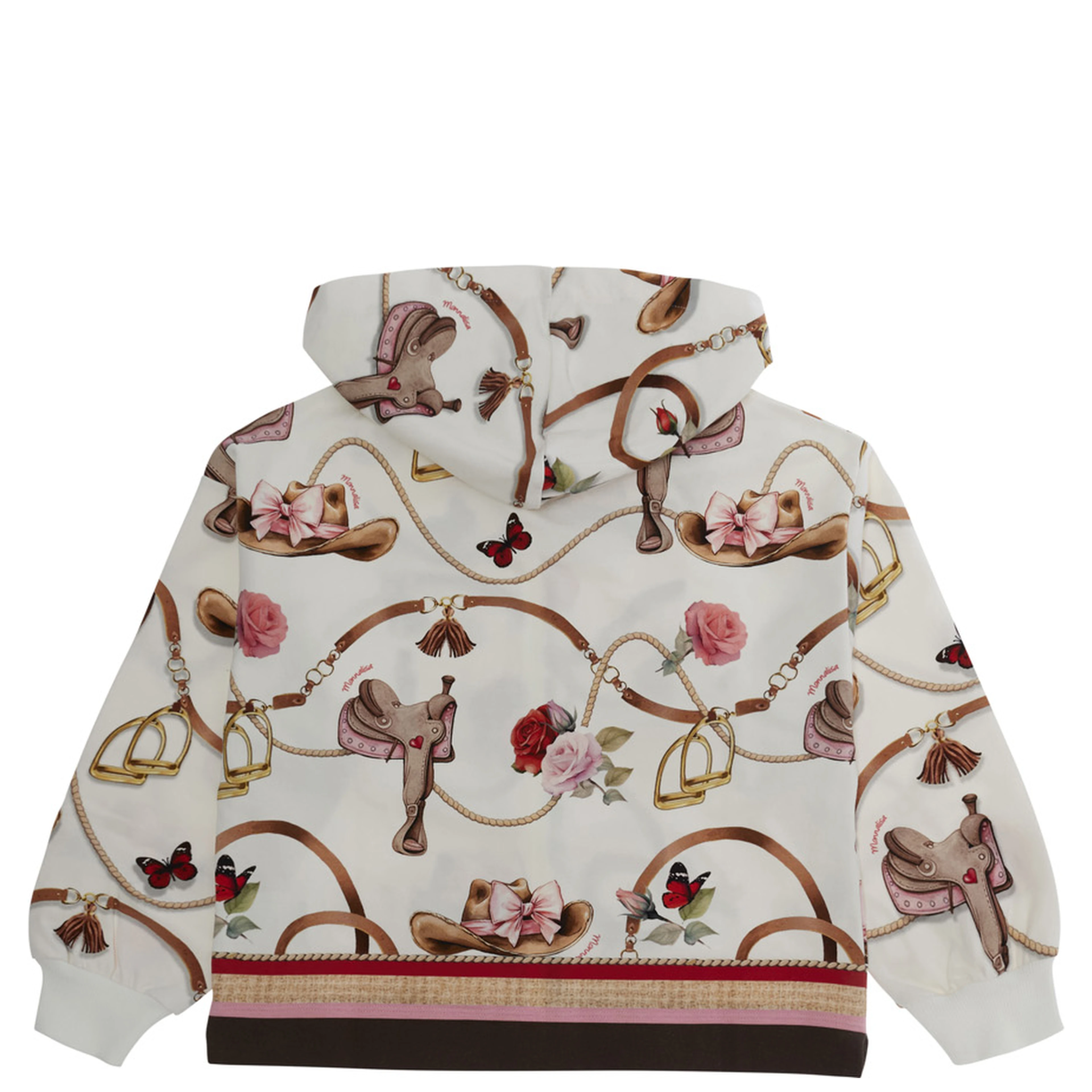Multicolor Hooded Sweatshirt with Fixed Hood and All-Over Print in Cotton Girl