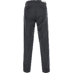 Gray Pants with Cuff Hem and Double Pleat on the Front in Wool Blend for Men