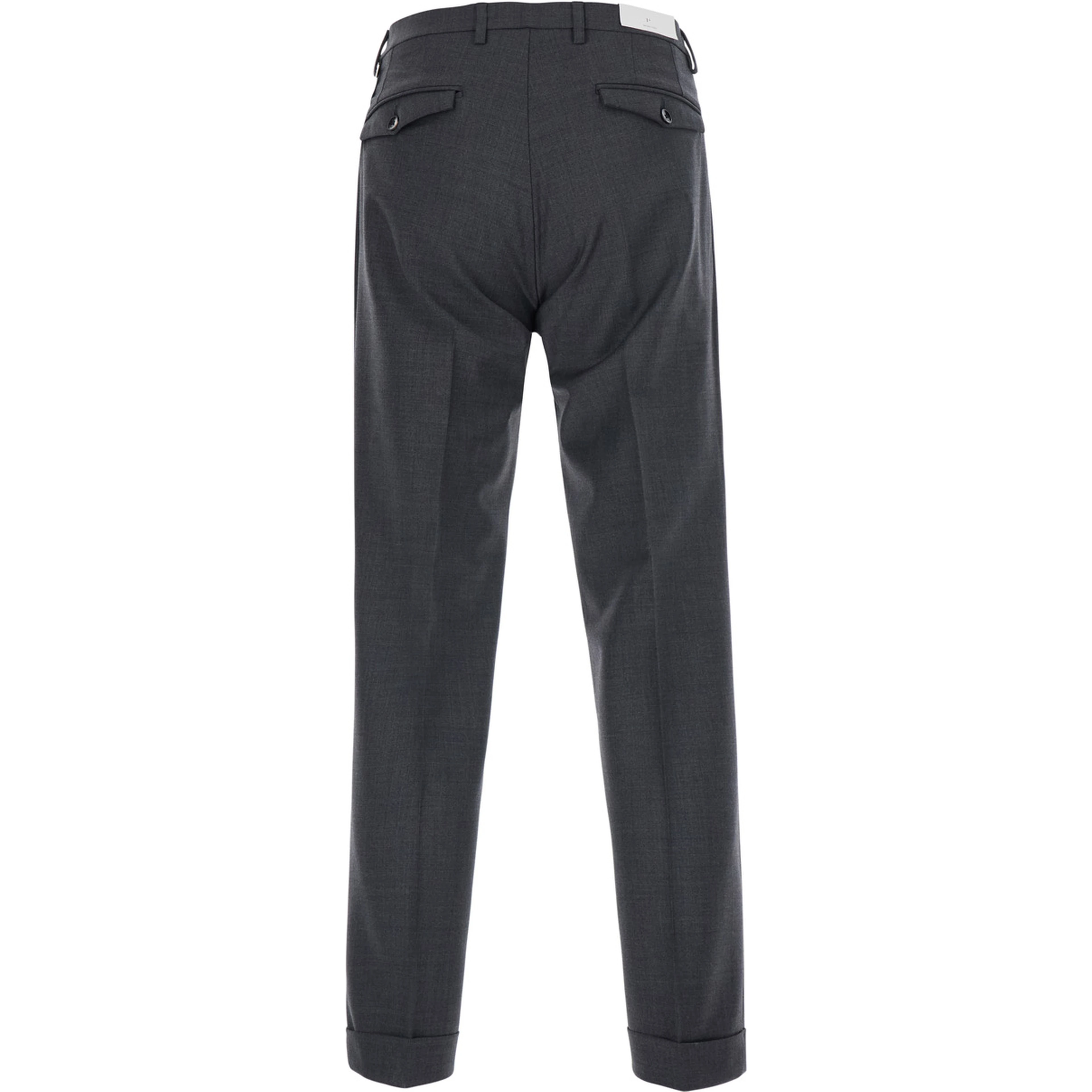 Gray Pants with Cuff Hem and Double Pleat on the Front in Wool Blend for Men