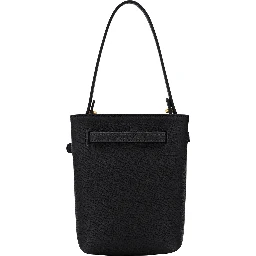 Le Smart Flow Black Mini Bag with Logo Plate on the Front and Adjustable and Removable Shoulder Strap in Leather for Women
