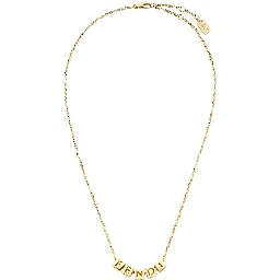 Gold-colored Necklace with lobster clasp at the back and cubes with Logo lettering in  metal for women
