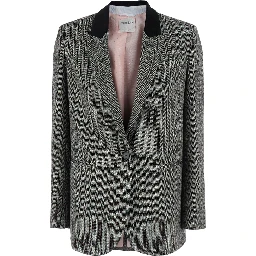 Gray Single-breasted Jacket with Velvet Collar and Peak Revers in Tech Fabric for Women