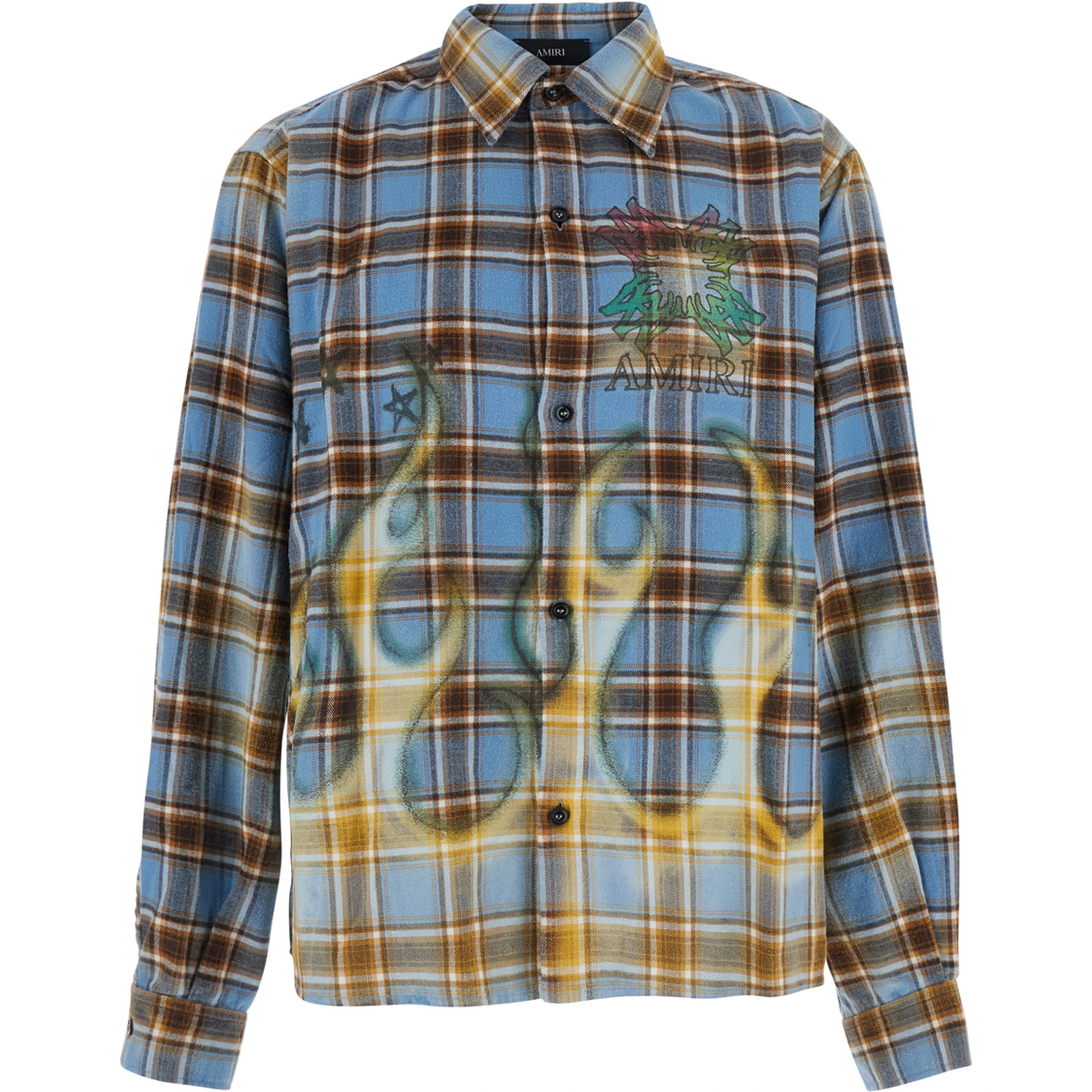 multicolor Shirt with all-over stripe motif and logo on the front and back in cotton for men