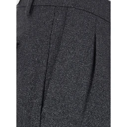 Gray Pants with Cuff Hem and Double Pleat on the Front in Wool Blend for Men