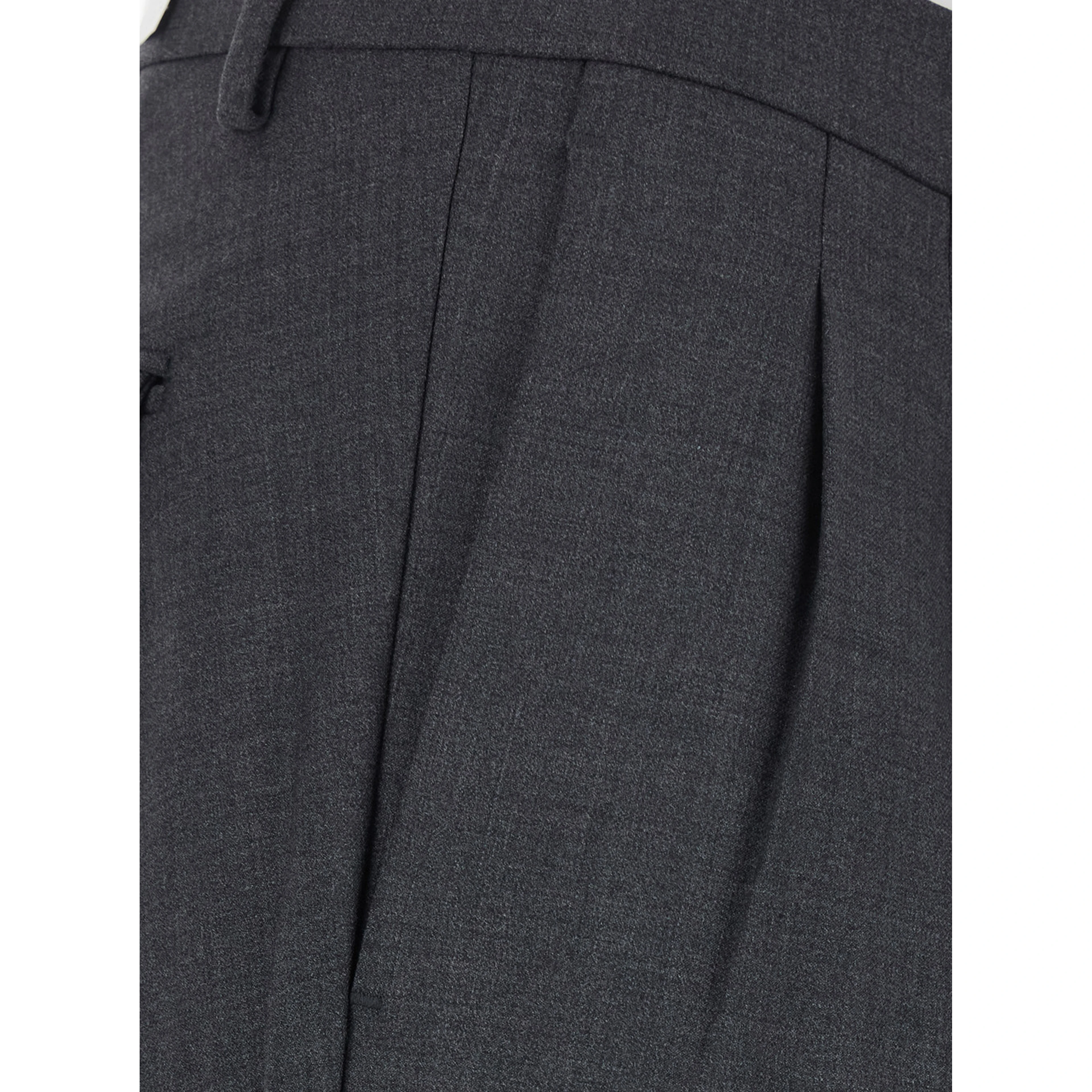 Gray Pants with Cuff Hem and Double Pleat on the Front in Wool Blend for Men