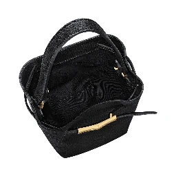 Le Smart Flow Black Mini Bag with Logo Plate on the Front and Adjustable and Removable Shoulder Strap in Leather for Women