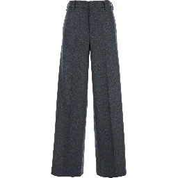 Gray Pants with Welt Pockets and High Waist in Wool and Cashmere for women