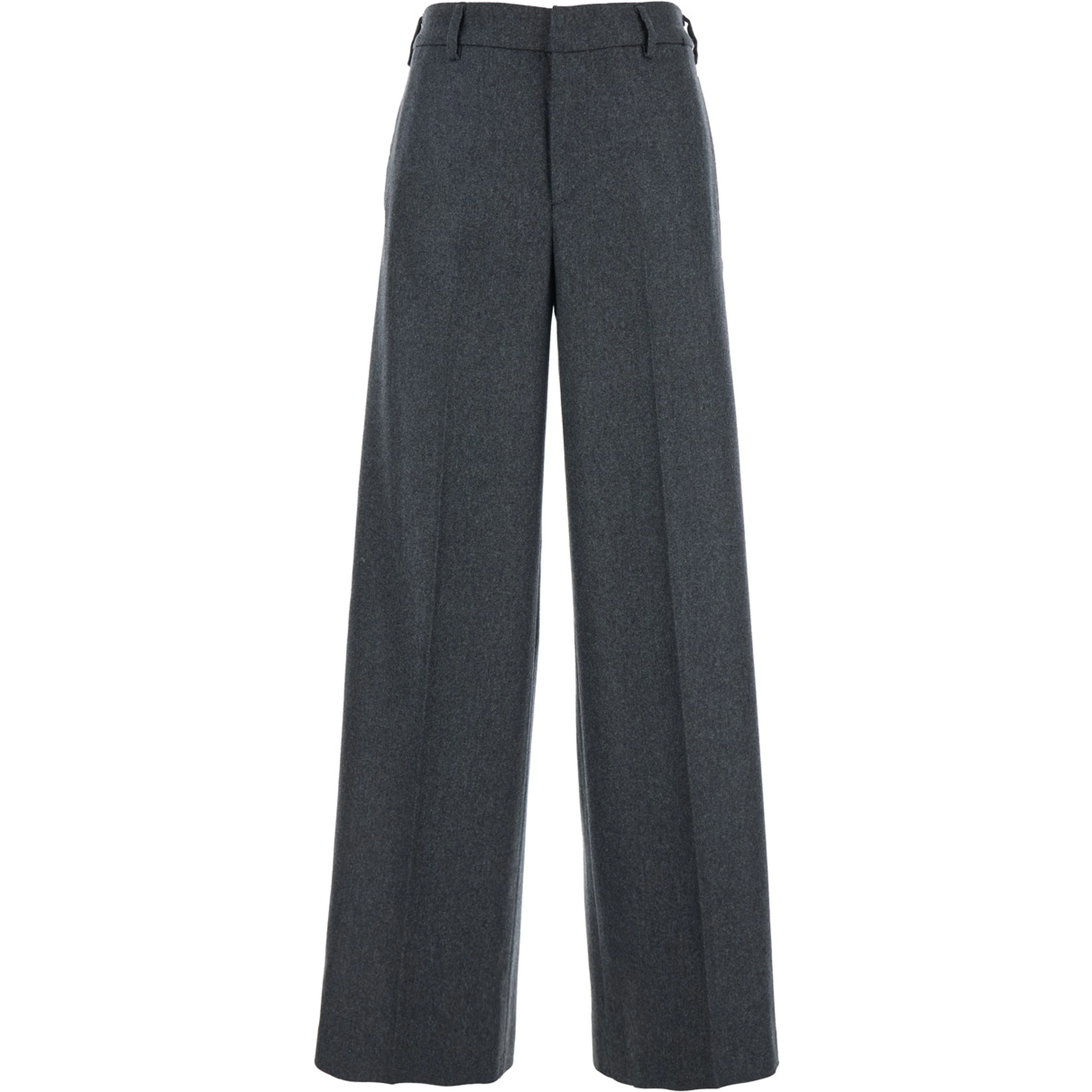 Gray Pants with Welt Pockets and High Waist in Wool and Cashmere for women