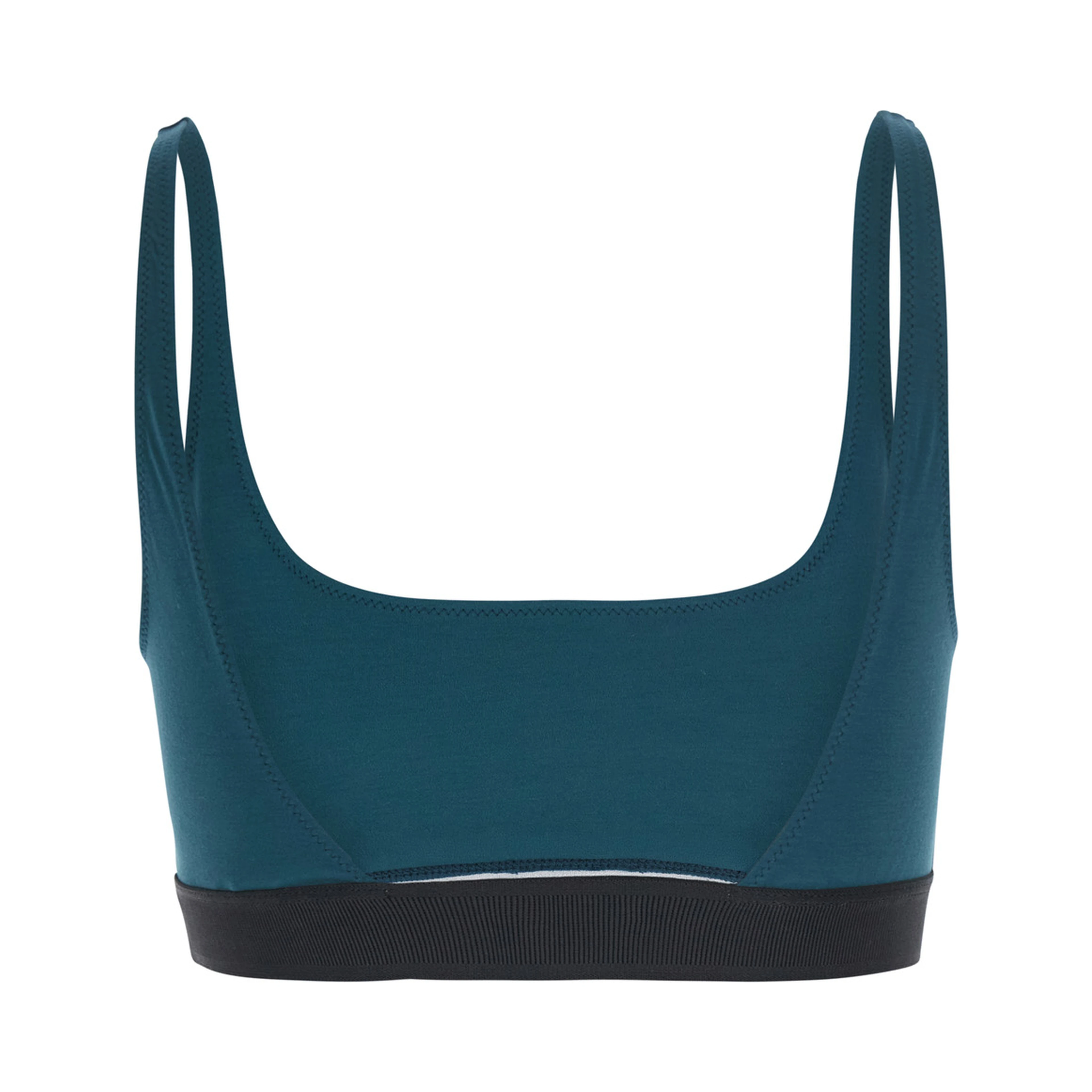 Green Top with square neckline and logo lettering on the front in tech fabric for women