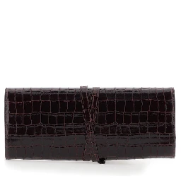 Bordeaux Clutch with strap and crocodile-effect in leather for women