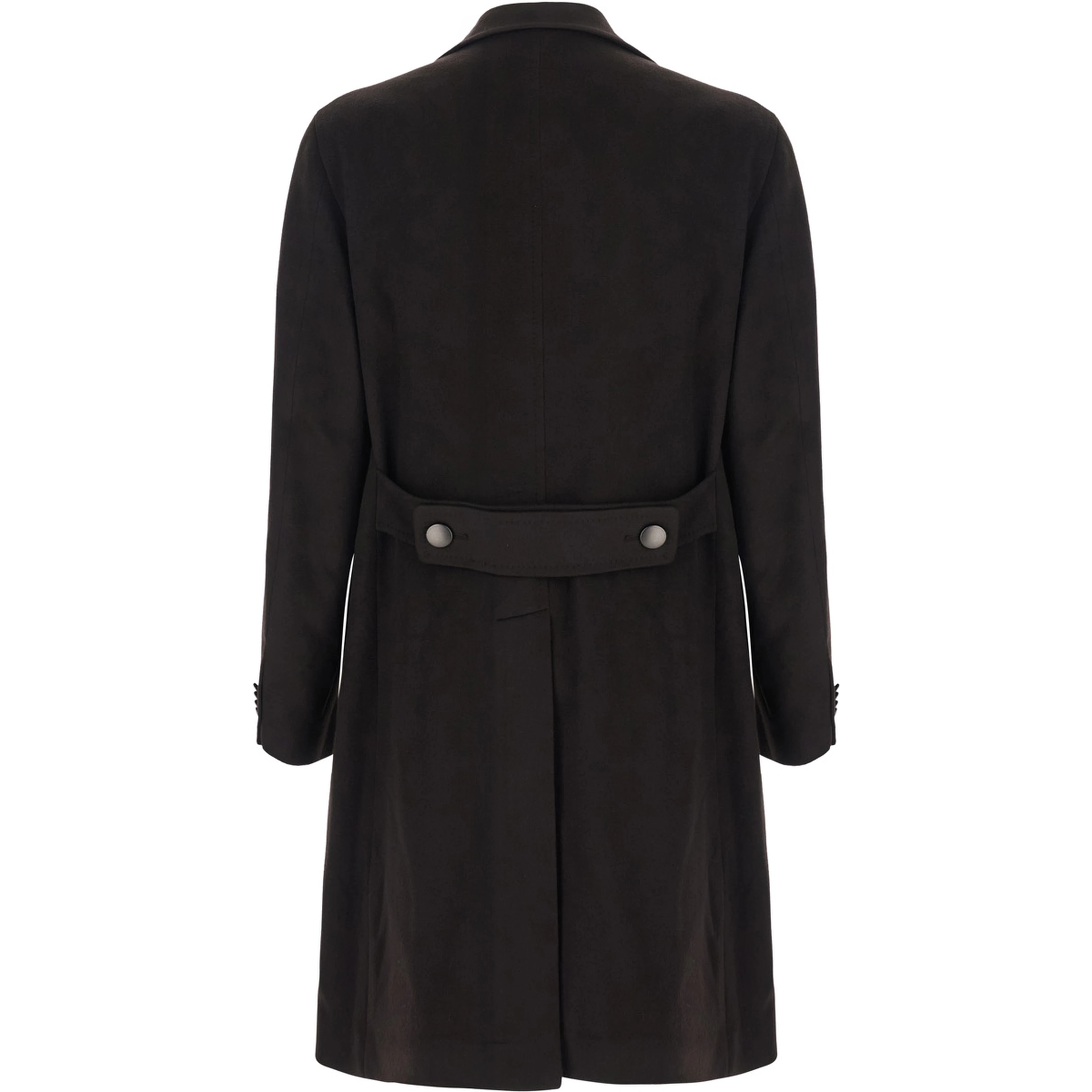 Arden Brown Double-Breasted Coat with Notched Revers and Back Belt in Wool for Men