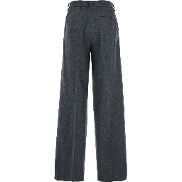 Gray Pants with Welt Pockets and High Waist in Wool and Cashmere for women