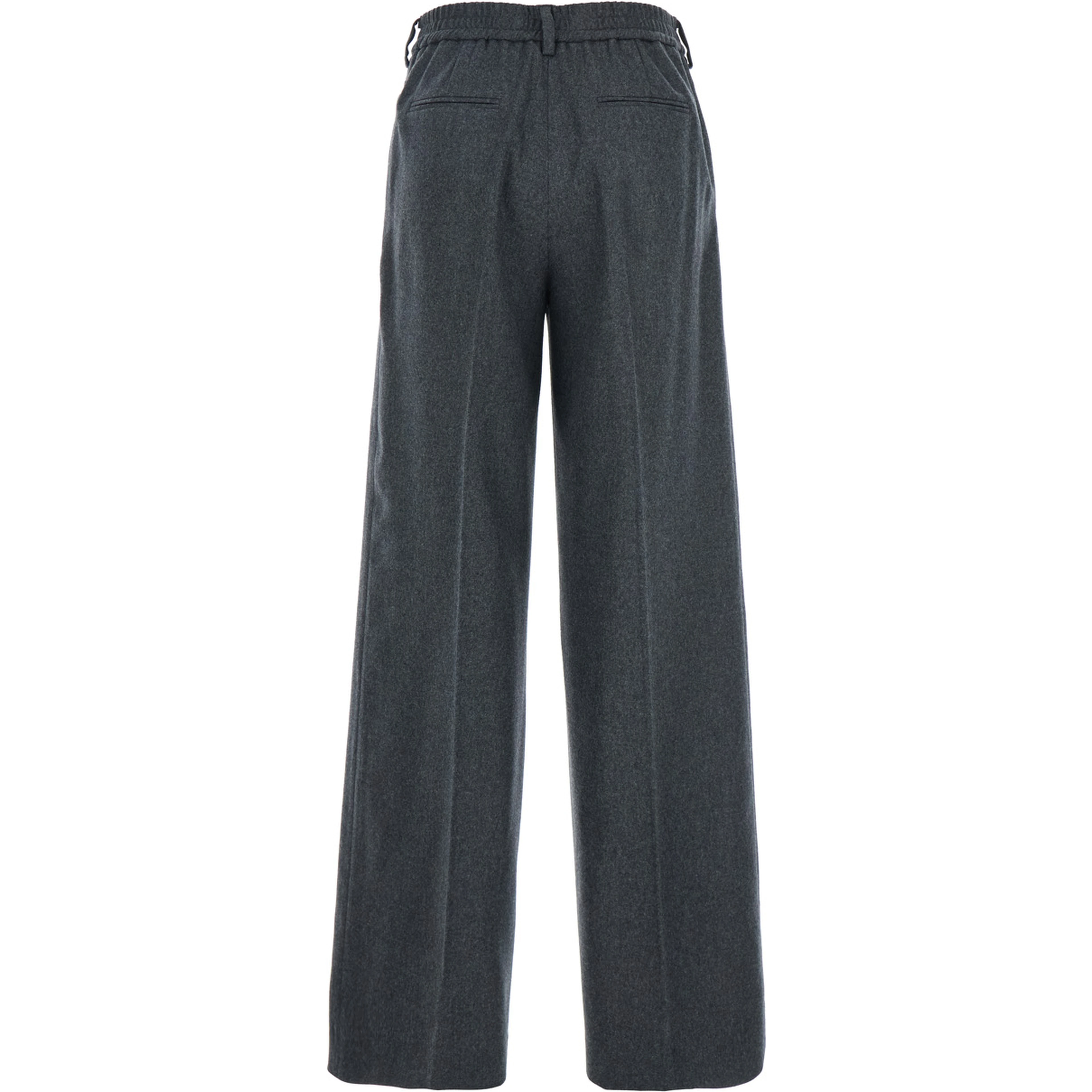 Gray Pants with Welt Pockets and High Waist in Wool and Cashmere for women